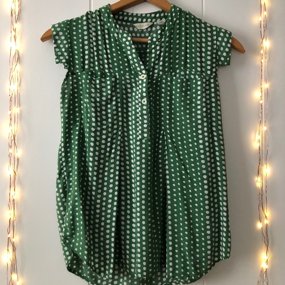 Green Polka Dot Blouse